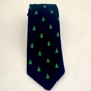 Cape Cod Christmas Tie Tree Holiday Yule Tide Subtle Dress Suit Navy Blue